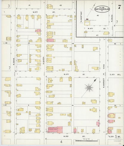 Sanborn Fire Insurance Map from Northumberland, Northumberland County, Pennsylvania (1906), Sheet #0007 - Historic Sanborn Fire Insurance Map Print, vintage old map wall art, antique decor, genealogy gift, Pennsylvania Pennsylvania map