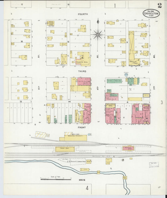 Sanborn Fire Insurance Map from Casselton, Cass County, North Dakota (1904), Sheet #0002 - Historic Sanborn Fire Insurance Map Print, vintage old map wall art, antique decor, genealogy gift, North Dakota North Dakota map