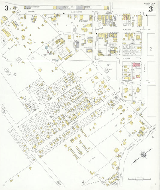 Sanborn Fire Insurance Map from Kilgore, Gregg County, Texas (1932), Sheet #0003 - Historic Sanborn Fire Insurance Map Print, vintage old map wall art, antique decor, genealogy gift, Texas Texas map