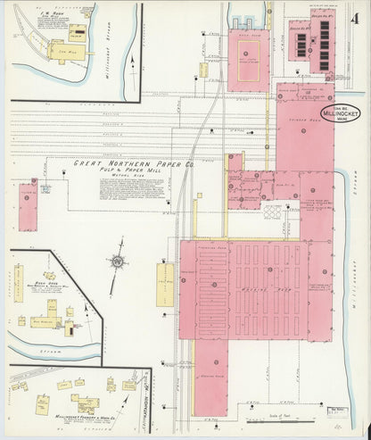 Sanborn Fire Insurance Map from Millinocket, Penobscot County, Maine (1912), Sheet #0004 - Complete Map Set gallery image, historic Sanborn map, vintage wall art, Maine Maine