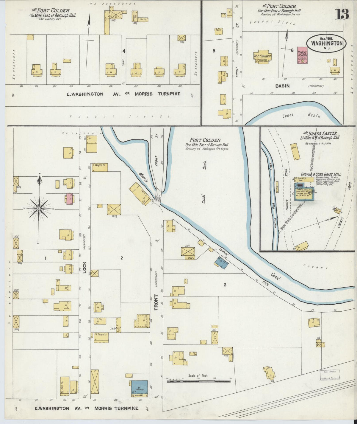 Sanborn Fire Insurance Map from Washington, Warren County, New Jersey (1902), Sheet #0013 - Complete Map Set gallery image, historic Sanborn map, vintage wall art, Washington Washington