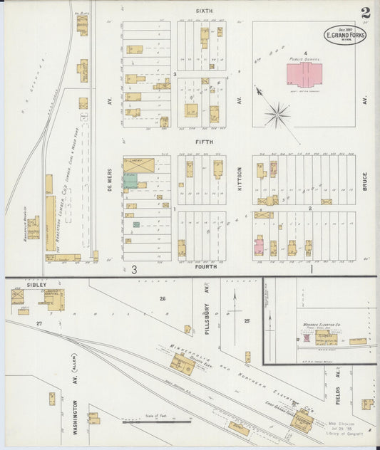 Sanborn Fire Insurance Map from East Grand Forks, Polk County, Minnesota (1897), Sheet #0002 - Historic Sanborn Fire Insurance Map Print, vintage old map wall art, antique decor, genealogy gift, Minnesota Minnesota map