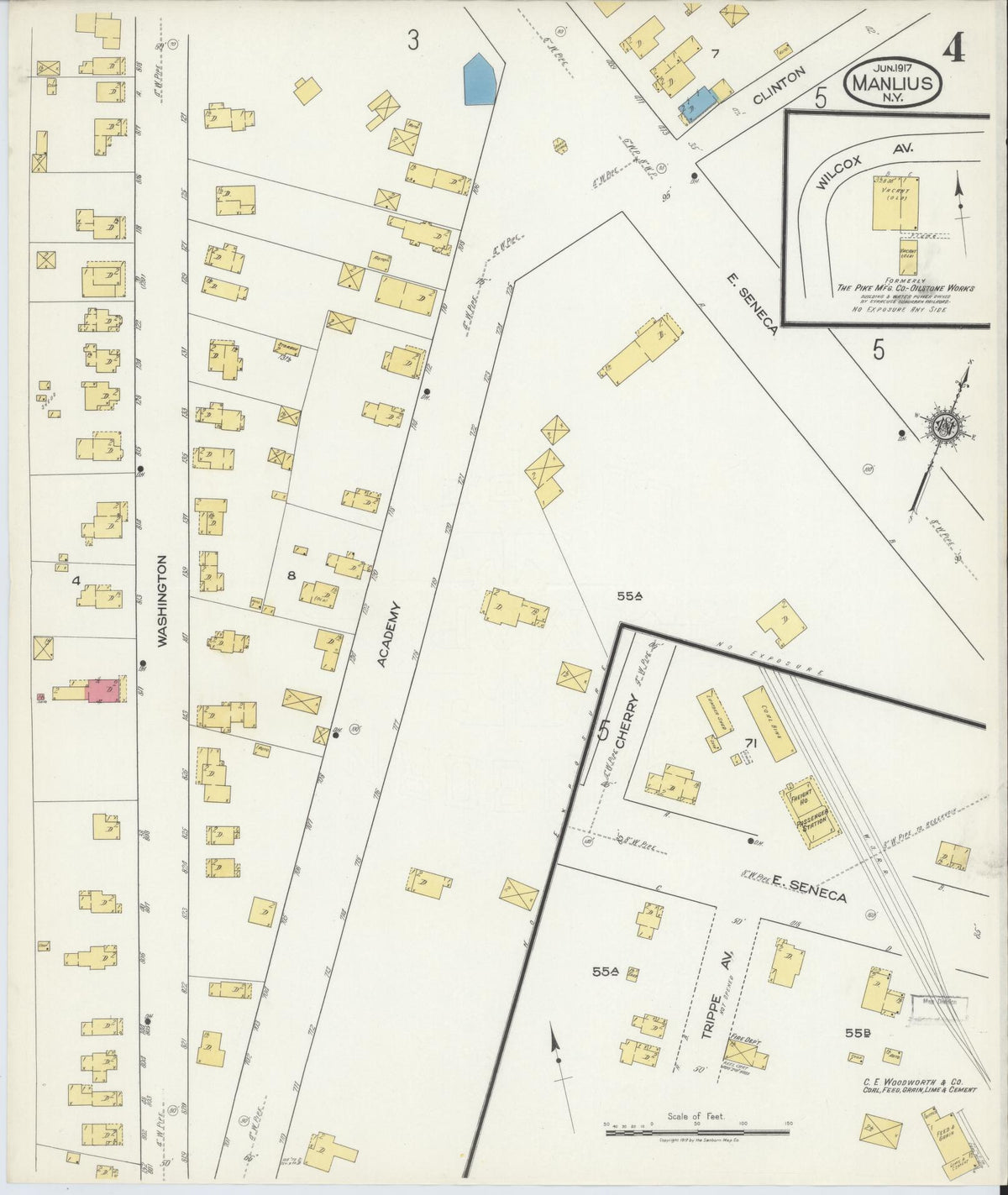 Sanborn Fire Insurance Map from Manlius, Onondaga County, New York (1917), Sheet #0004 - Complete Map Set gallery image, historic Sanborn map, vintage wall art, New York New York