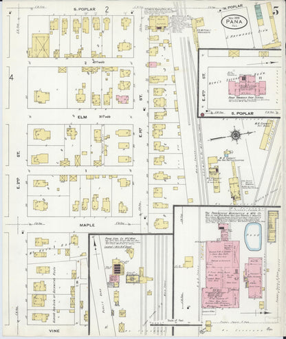 Sanborn Fire Insurance Map from Pana, Christian County, Illinois (1909), Sheet #0005 - Historic Sanborn Fire Insurance Map Print, vintage old map wall art, antique decor, genealogy gift, Illinois Illinois map