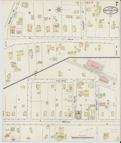 Sanborn Fire Insurance Map from Southington, Hartford County, Connecticut (1895), Sheet #0007 - Complete Map Set gallery image, historic Sanborn map, vintage wall art, Connecticut Connecticut