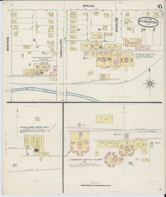 Sanborn Fire Insurance Map from Streator, La Salle County, Illinois (1888), Sheet #0006 - Historic Sanborn Fire Insurance Map Print, vintage old map wall art, antique decor, genealogy gift, Illinois Illinois map