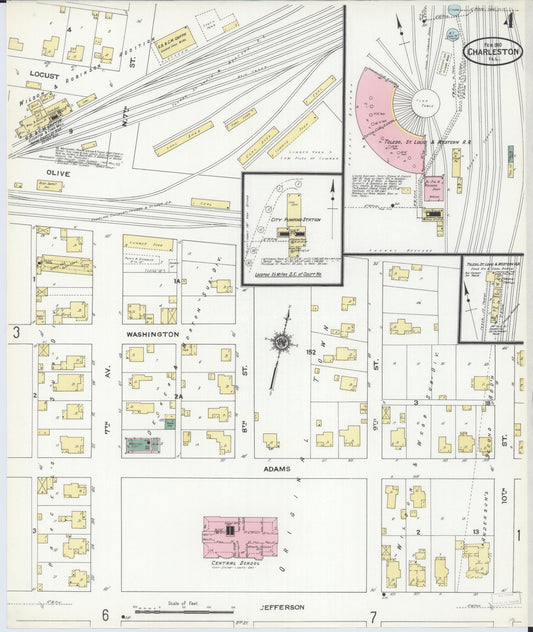 Sanborn Fire Insurance Map from Charleston, Coles County, Illinois (1910), Sheet #0004 - Historic Sanborn Fire Insurance Map Print, vintage old map wall art, antique decor, genealogy gift, Illinois Illinois map