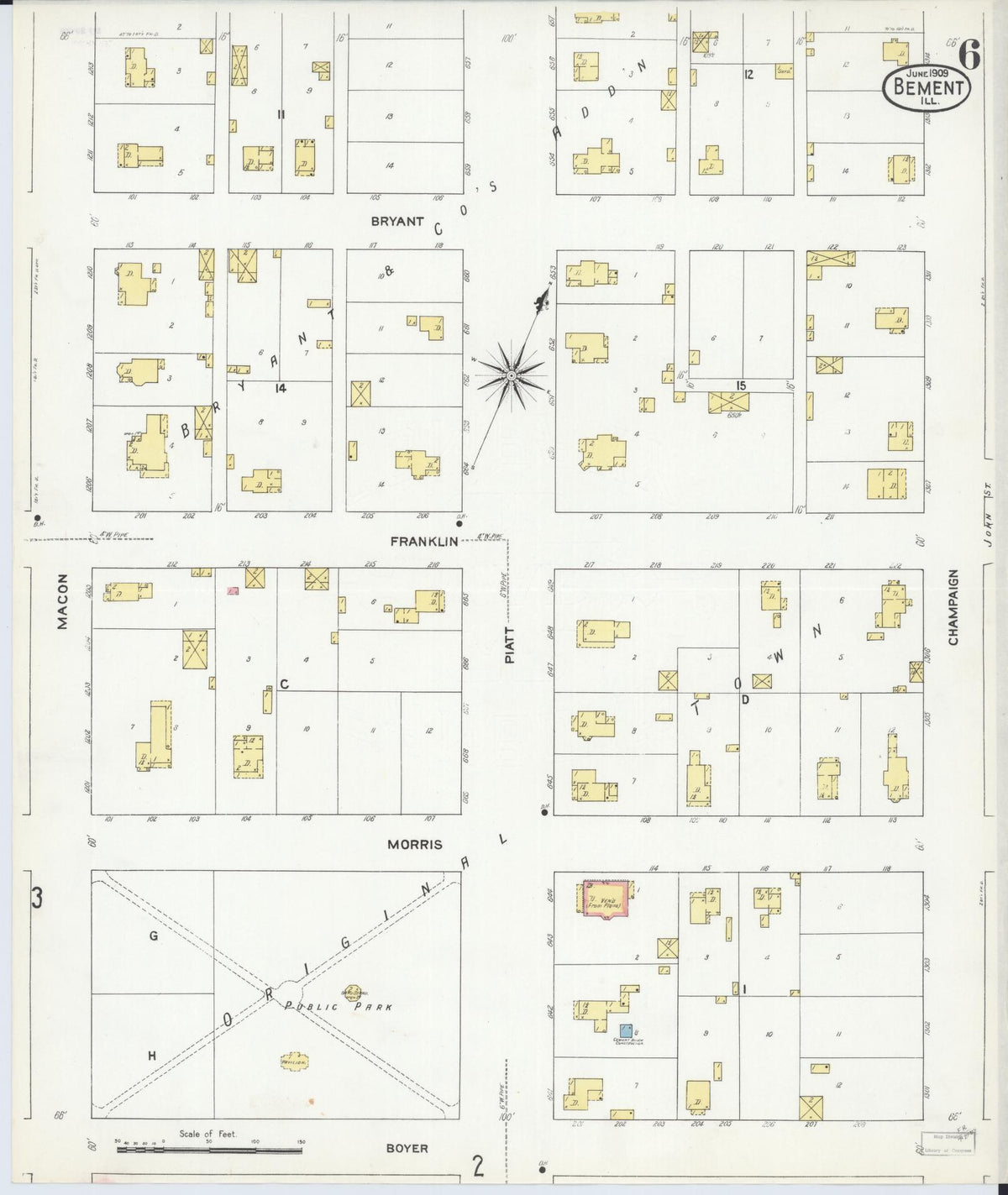 Sanborn Fire Insurance Map from Bement, Piatt County, Illinois (1909), Sheet #0006 - Complete Map Set gallery image, historic Sanborn map, vintage wall art, Illinois Illinois