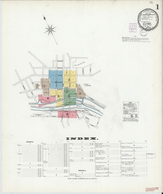 Sanborn Fire Insurance Map from Clyde, Wayne County, New York (1901), Sheet #0001 - Complete Map Set gallery image, historic Sanborn map, vintage wall art, New York New York