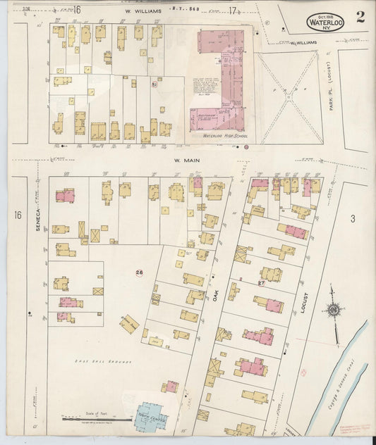 Sanborn Fire Insurance Map from Waterloo, Seneca County, New York (1948), Sheet #0002 - Historic Sanborn Fire Insurance Map Print, vintage old map wall art, antique decor, genealogy gift, New York New York map