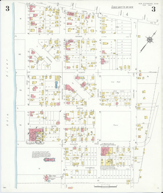 Sanborn Fire Insurance Map from New Richmond, Clermont County, Ohio (1933), Sheet #0003 - Historic Sanborn Fire Insurance Map Print, vintage old map wall art, antique decor, genealogy gift, Ohio Ohio map