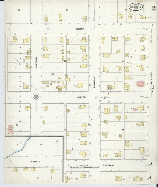 Sanborn Fire Insurance Map from Saint Louis, Gratiot County, Michigan (1910), Sheet #0002 - Historic Sanborn Fire Insurance Map Print, vintage old map wall art, antique decor, genealogy gift, Michigan Michigan map