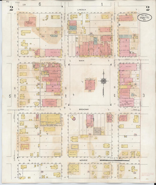 Sanborn Fire Insurance Map from Hayti, Pemiscot County, Missouri (1944), Sheet #0002 - Historic Sanborn Fire Insurance Map Print, vintage old map wall art, antique decor, genealogy gift, Missouri Missouri map