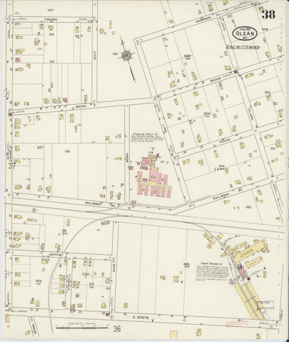 Sanborn Fire Insurance Map from Olean, Cattaraugus County, New York (1915), Sheet #0038 - Complete Map Set gallery image, historic Sanborn map, vintage wall art, New York New York