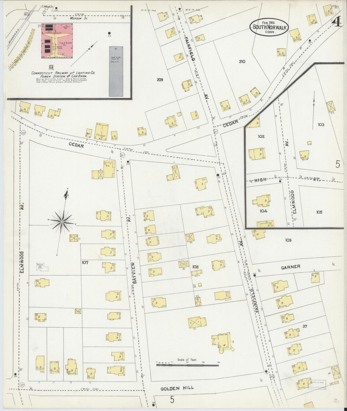 Sanborn Fire Insurance Map from South Norwalk, Fairfield County, Connecticut (1906), Sheet #0004 - Complete Map Set gallery image, historic Sanborn map, vintage wall art, Connecticut Connecticut