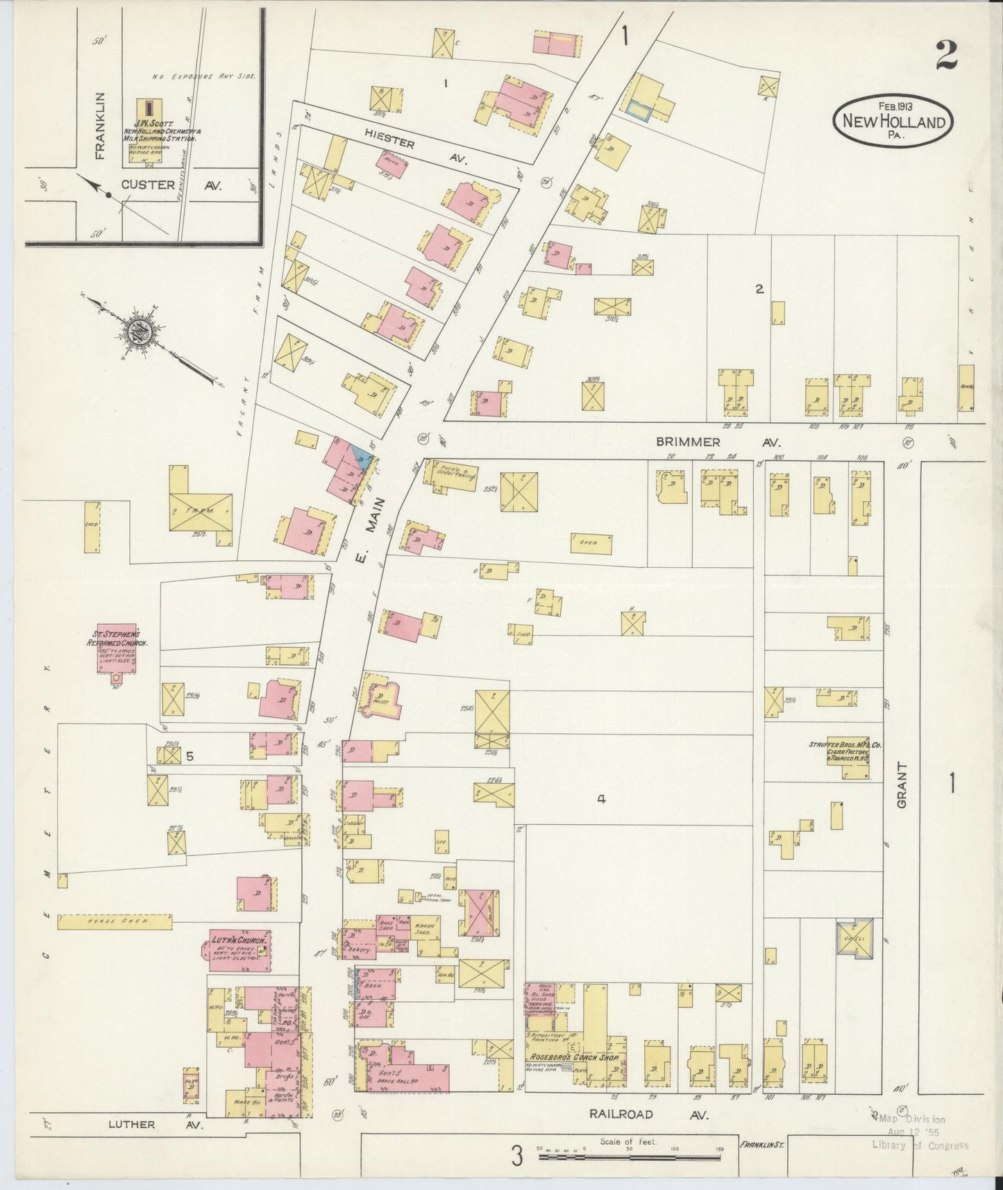 Sanborn Fire Insurance Map from New Holland, Lancaster County, Pennsylvania (1913), Sheet #0002 - Complete Map Set gallery image, historic Sanborn map, vintage wall art, Pennsylvania Pennsylvania