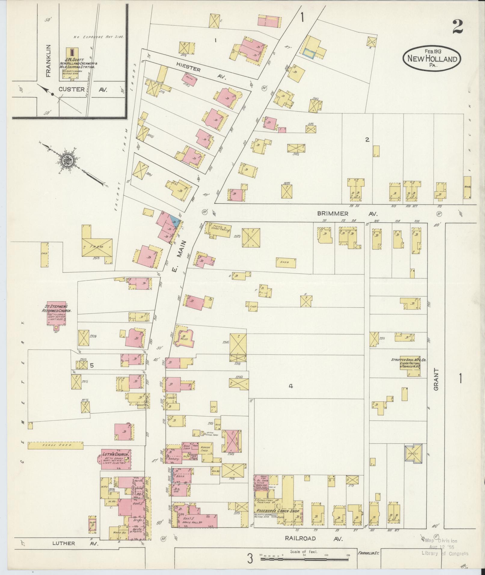 Sanborn Fire Insurance Map from New Holland, Lancaster County, Pennsylvania (1913), Sheet #0002 - Complete Map Set gallery image, historic Sanborn map, vintage wall art, Pennsylvania Pennsylvania