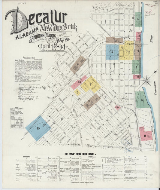 Sanborn Fire Insurance Map from Decatur, Morgan County, Alabama. (1894) – Historic Sanborn Fire Insurance Map Print