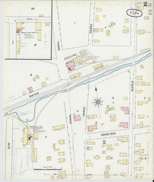 Sanborn Fire Insurance Map from Cuba, Allegany County, New York (1891), Sheet #0002 - Historic Sanborn Fire Insurance Map Print, vintage old map wall art, antique decor, genealogy gift, New York New York map