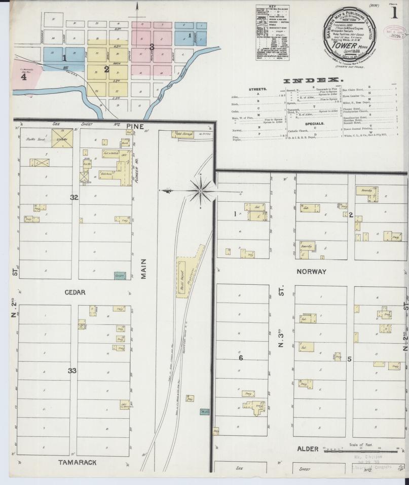Sanborn Fire Insurance Map from Tower, Saint Louis County, Minnesota. (1888) – Map View