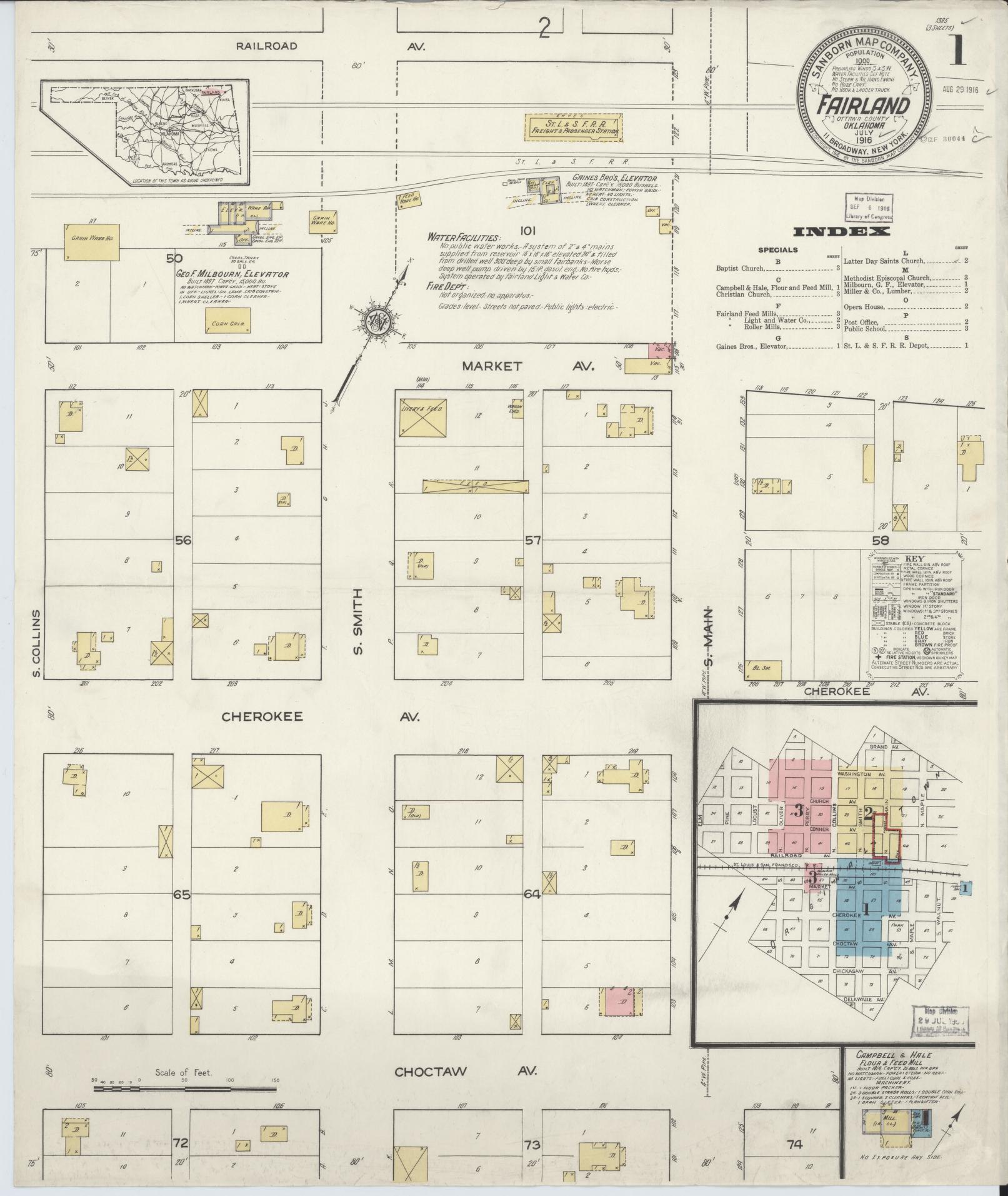 Sanborn Fire Insurance Map from Fairland, Ottawa County, Oklahoma. (1916) – Historic Sanborn Fire Insurance Map Print