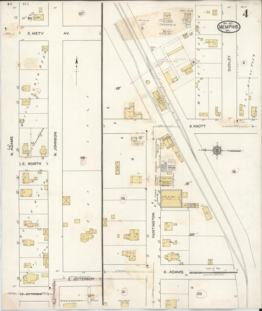 Sanborn Fire Insurance Map from Memphis, Scotland County, Missouri (1936), Sheet #0004 - Historic Sanborn Fire Insurance Map Print, vintage old map wall art, antique decor, genealogy gift, Missouri Missouri map
