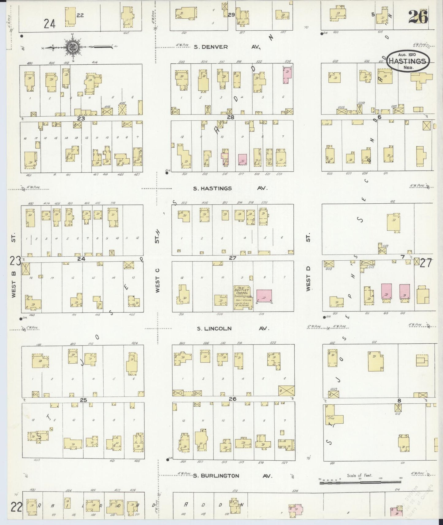 Sanborn Fire Insurance Map from Hastings, Adams County, Nebraska (1910), Sheet #0026 - Complete Map Set gallery image, historic Sanborn map, vintage wall art, Nebraska Nebraska