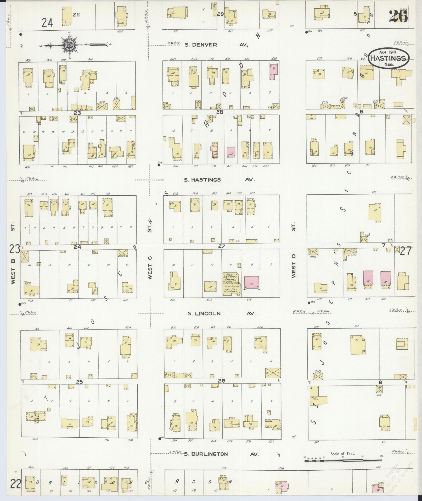 Sanborn Fire Insurance Map from Hastings, Adams County, Nebraska (1910), Sheet #0026 - Complete Map Set gallery image, historic Sanborn map, vintage wall art, Nebraska Nebraska