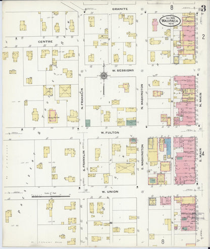 Sanborn Fire Insurance Map from Waupaca, Waupaca County, Wisconsin (1909), Sheet #0003 - Complete Map Set gallery image, historic Sanborn map, vintage wall art, Wisconsin Wisconsin