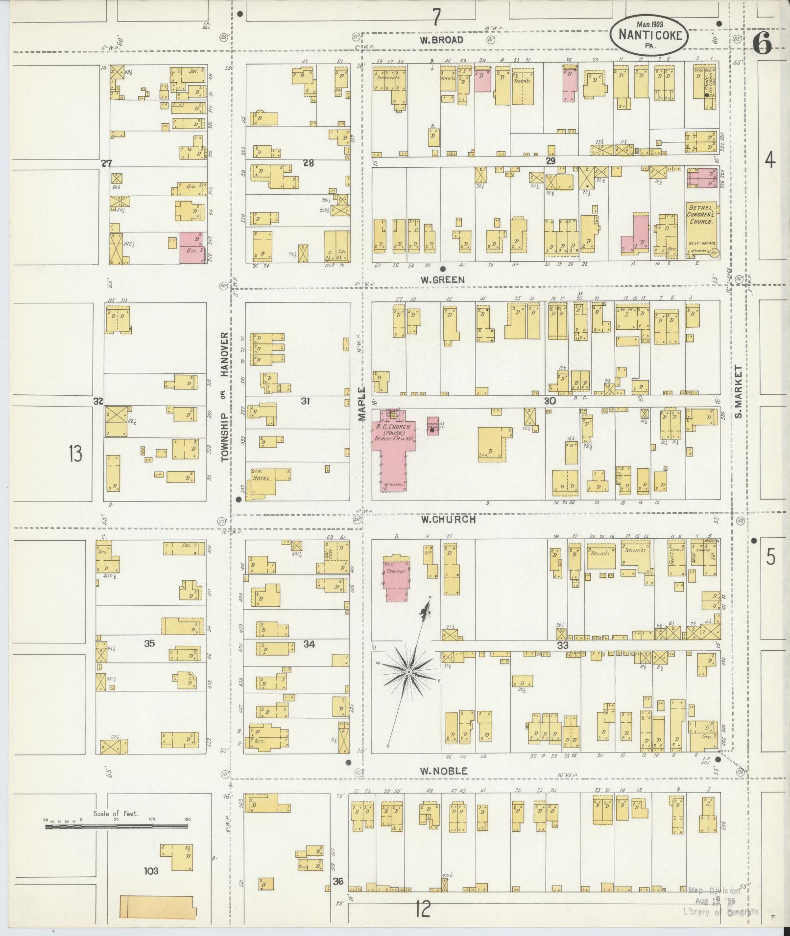 Sanborn Fire Insurance Map from Nanticoke, Luzerne County, Pennsylvania (1903), Sheet #0006 - Complete Map Set gallery image, historic Sanborn map, vintage wall art, Pennsylvania Pennsylvania