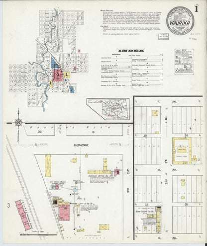Sanborn Fire Insurance Map from Waurika, Jefferson County, Oklahoma (1916), Sheet #0001 - Complete Map Set gallery image, historic Sanborn map, vintage wall art, Oklahoma Oklahoma
