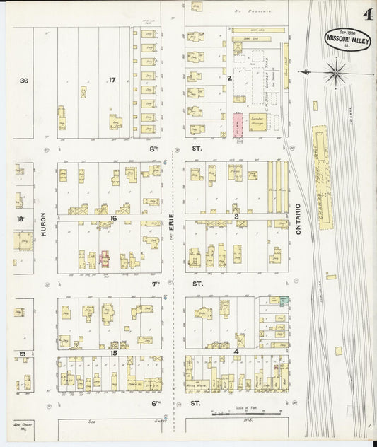 Sanborn Fire Insurance Map from Missouri Valley, Harrison County, Iowa (1890), Sheet #0004 - Historic Sanborn Fire Insurance Map Print, vintage old map wall art