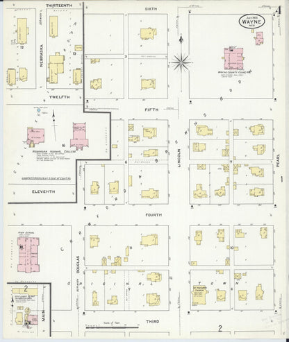 Sanborn Fire Insurance Map from Wayne, Wayne County, Nebraska (1909), Sheet #0004 - Complete Map Set gallery image, historic Sanborn map, vintage wall art, Nebraska Nebraska