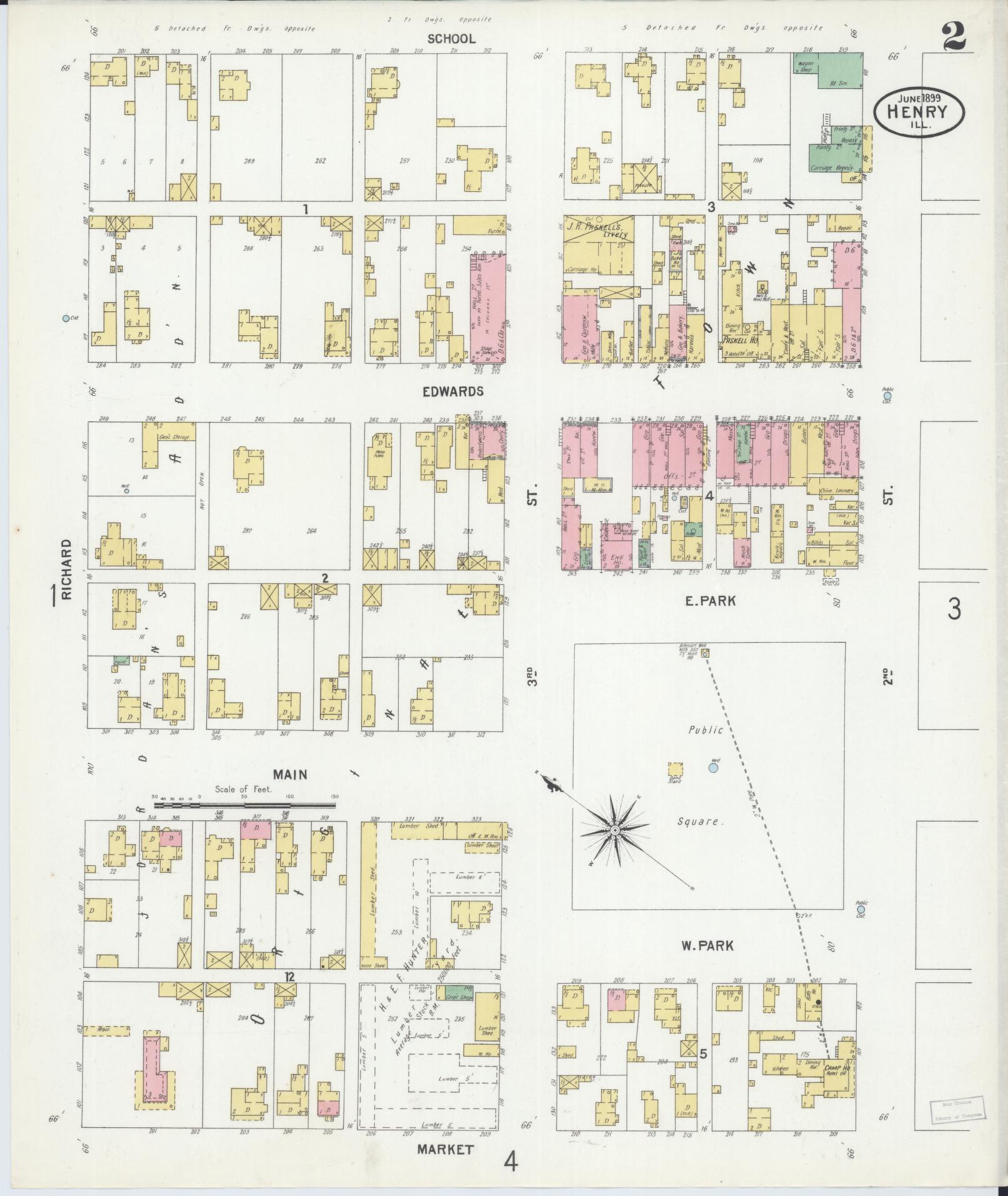 Sanborn Fire Insurance Map from Henry, Marshall County, Illinois (1899), Sheet #0002 - Complete Map Set gallery image, historic Sanborn map, vintage wall art, Illinois Illinois