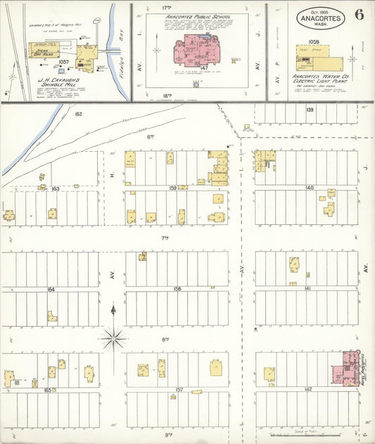 Sanborn Fire Insurance Map from Anacortes, Skagit County, Washington (1905), Sheet #0006 - Historic Sanborn Fire Insurance Map Print, vintage old map wall art, antique decor, genealogy gift, Washington Washington map