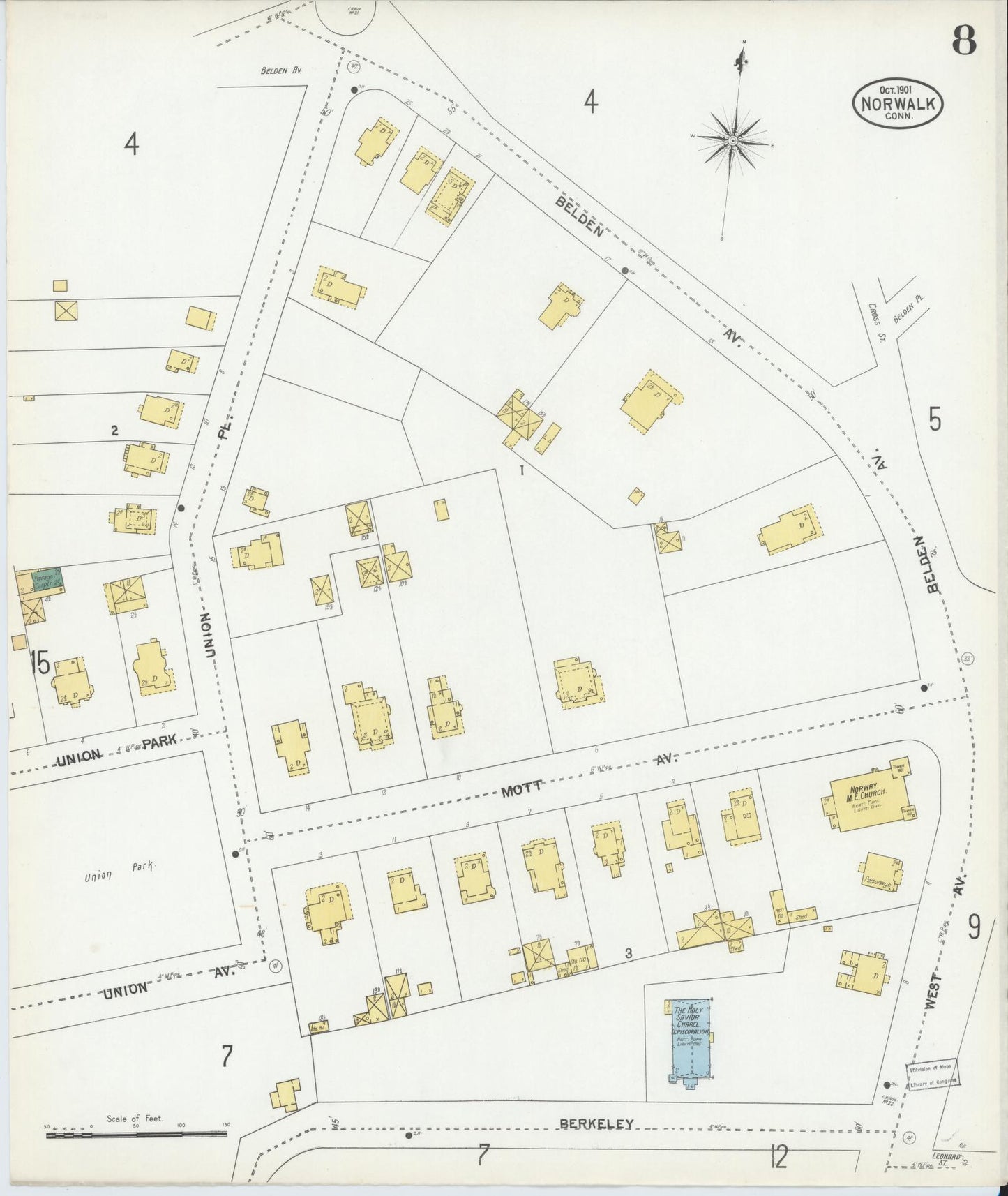 Sanborn Fire Insurance Map from Norwalk, Fairfield County, Connecticut (1901), Sheet #0008 - Complete Map Set gallery image, historic Sanborn map, vintage wall art, Connecticut Connecticut