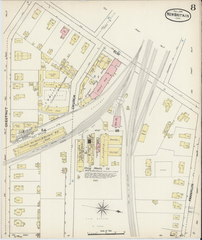Sanborn Fire Insurance Map from New Britain, Hartford County, Connecticut (1890), Sheet #0008 - Complete Map Set gallery image, historic Sanborn map, vintage wall art, Connecticut Connecticut