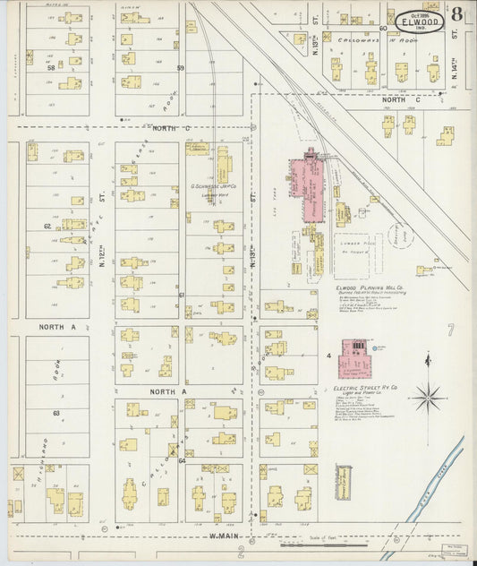 Sanborn Fire Insurance Map from Elwood, Madison County, Indiana (1895), Sheet #0008 - Historic Sanborn Fire Insurance Map Print, vintage old map wall art, antique decor, genealogy gift, Indiana Indiana map
