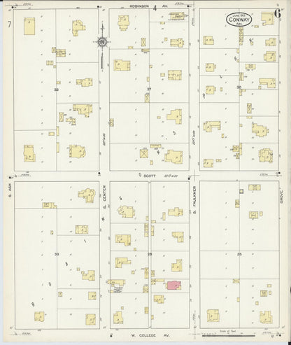Sanborn Fire Insurance Map from Conway, Faulkner County, Arkansas (1913), Sheet #0006 - Complete Map Set gallery image, historic Sanborn map, vintage wall art, Arkansas Arkansas