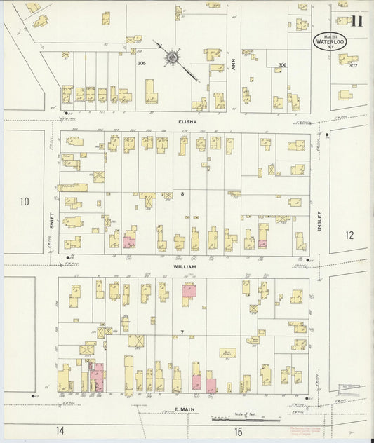 Sanborn Fire Insurance Map from Waterloo, Seneca County, New York (1911), Sheet #0011 - Historic Sanborn Fire Insurance Map Print, vintage old map wall art, antique decor, genealogy gift, New York New York map
