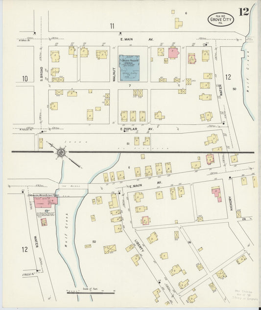 Sanborn Fire Insurance Map from Grove City, Mercer County, Pennsylvania (1912), Sheet #0012 - Historic Sanborn Fire Insurance Map Print, vintage old map wall art, antique decor, genealogy gift, Pennsylvania Pennsylvania map