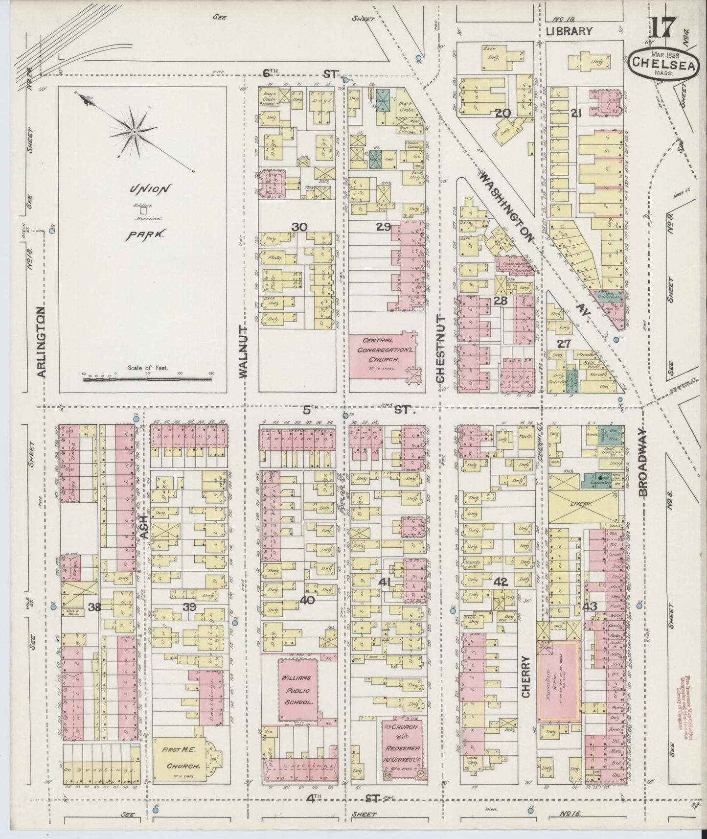 Sanborn Fire Insurance Map from Chelsea, Suffolk County, Massachusetts (1889), Sheet #0017 - Historic Sanborn Fire Insurance Map Print, vintage old map wall art, antique decor, genealogy gift, Massachusetts Massachusetts map