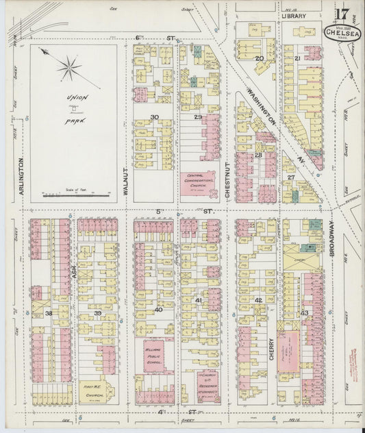 Sanborn Fire Insurance Map from Chelsea, Suffolk County, Massachusetts (1889), Sheet #0017 - Historic Sanborn Fire Insurance Map Print, vintage old map wall art, antique decor, genealogy gift, Massachusetts Massachusetts map