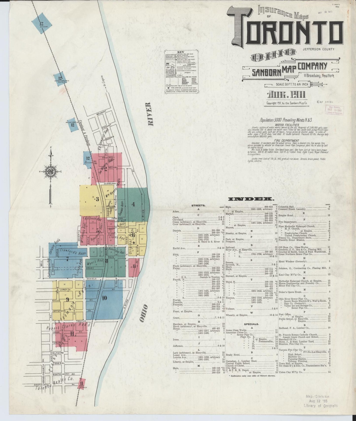 Sanborn Fire Insurance Map from Toronto, Jefferson County, Ohio (1911), Sheet #0001 - Complete Map Set gallery image, historic Sanborn map, vintage wall art, Ohio Ohio