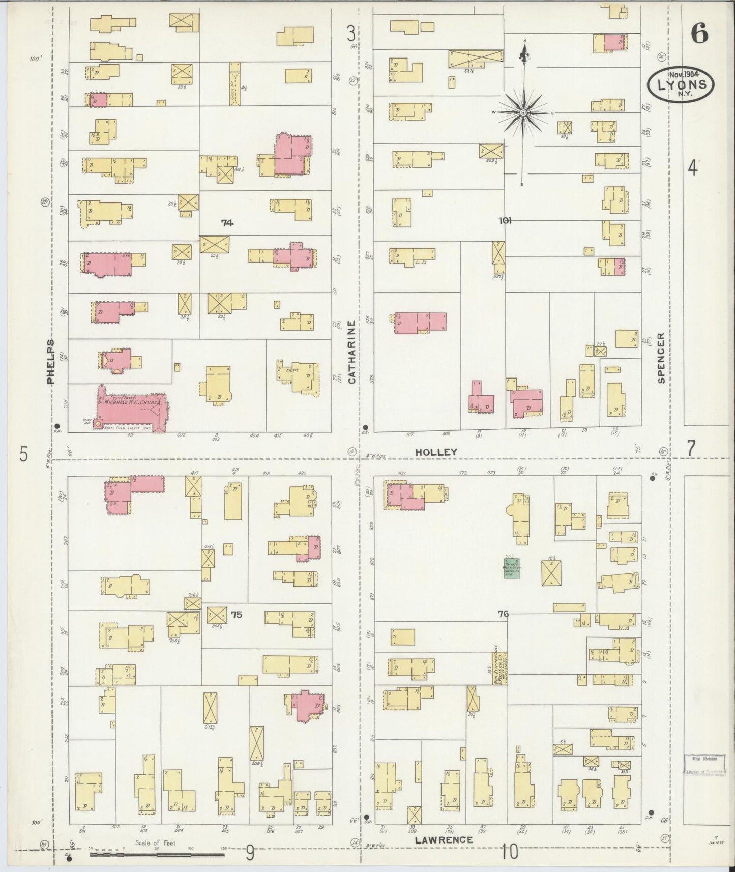 Sanborn Fire Insurance Map from Lyons, Wayne County, New York (1904), Sheet #0006 - Complete Map Set gallery image, historic Sanborn map, vintage wall art, New York New York