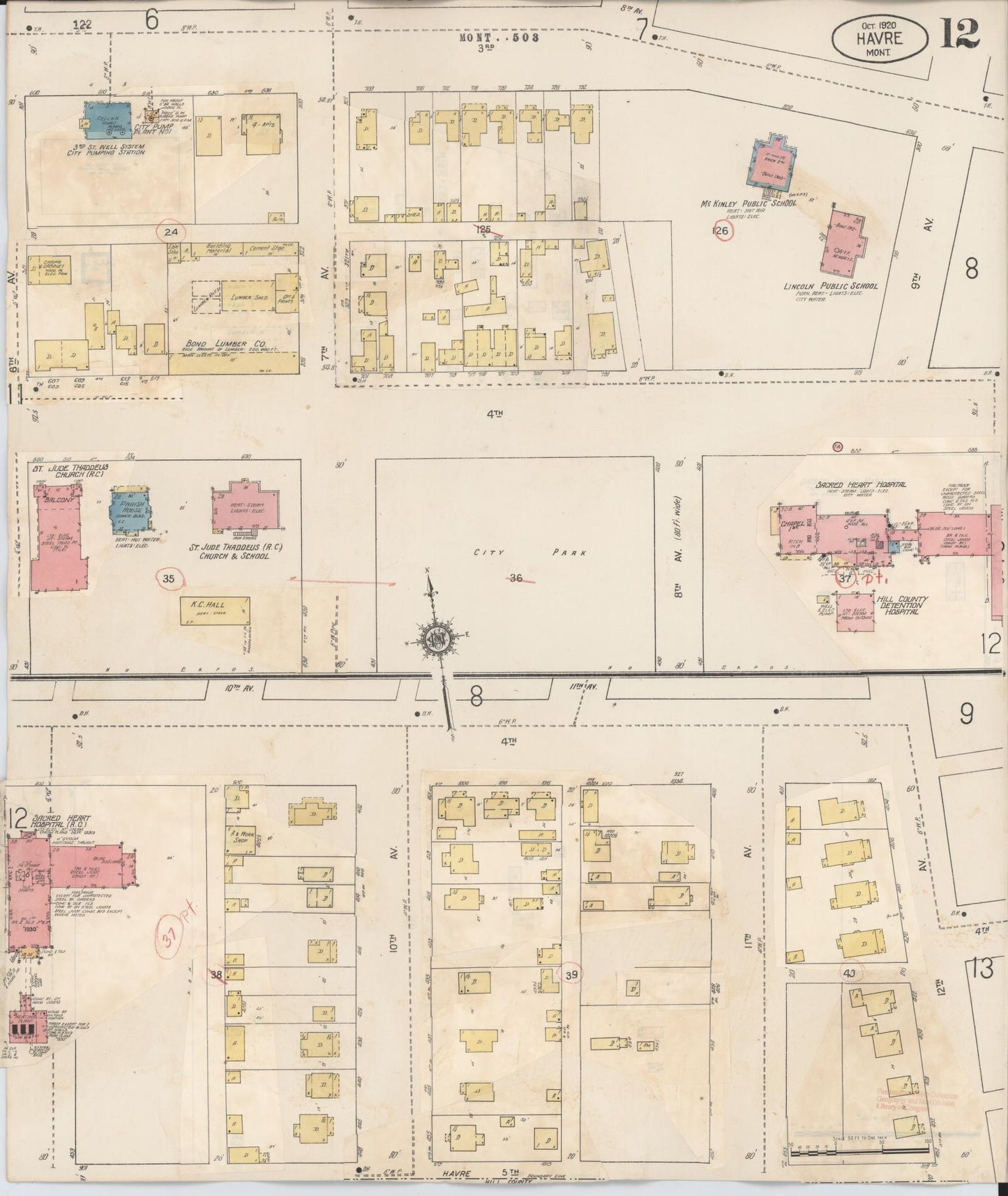 Sanborn Fire Insurance Map from Havre, Hill County, Montana (1943), Sheet #0012 - Complete Map Set gallery image, historic Sanborn map, vintage wall art, Montana Montana