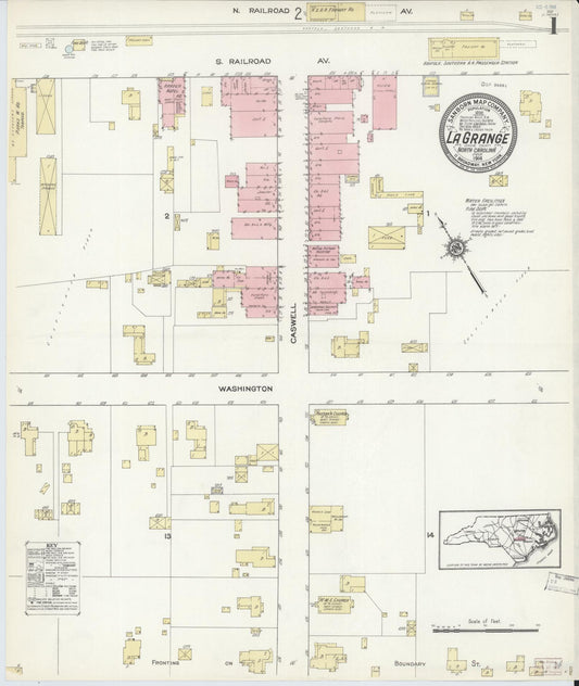 Sanborn Fire Insurance Map from La Grange, Lenoir County, North Carolina. (1914) – Historic Sanborn Fire Insurance Map Print