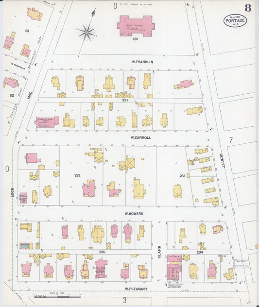 Sanborn Fire Insurance Map from Portage, Columbia County, Wisconsin (1901), Sheet #0008 - Historic Sanborn Fire Insurance Map Print, vintage old map wall art, antique decor, genealogy gift, Wisconsin Wisconsin map