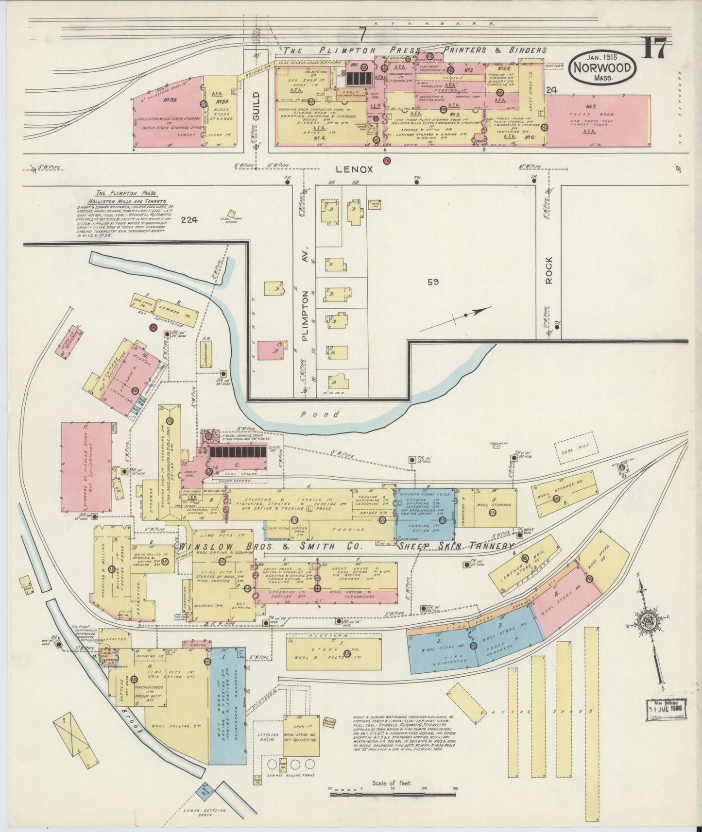 Sanborn Fire Insurance Map from Norwood, Norfolk County, Massachusetts (1915), Sheet #0017 - Complete Map Set gallery image, historic Sanborn map, vintage wall art, Massachusetts Massachusetts