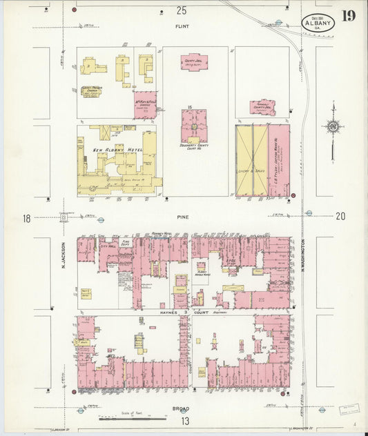 Sanborn Fire Insurance Map from Albany, Dougherty County, Georgia (1911), Sheet #0019 - Historic Sanborn Fire Insurance Map Print, vintage old map wall art, antique decor, genealogy gift, Georgia Georgia map